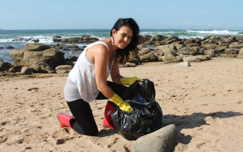 Clansthal Conservancy. Periodic beach cleaning stops plastic waste getting covered by wind-blown sand and disintegrating